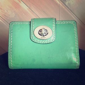Mint green leather coach wallet